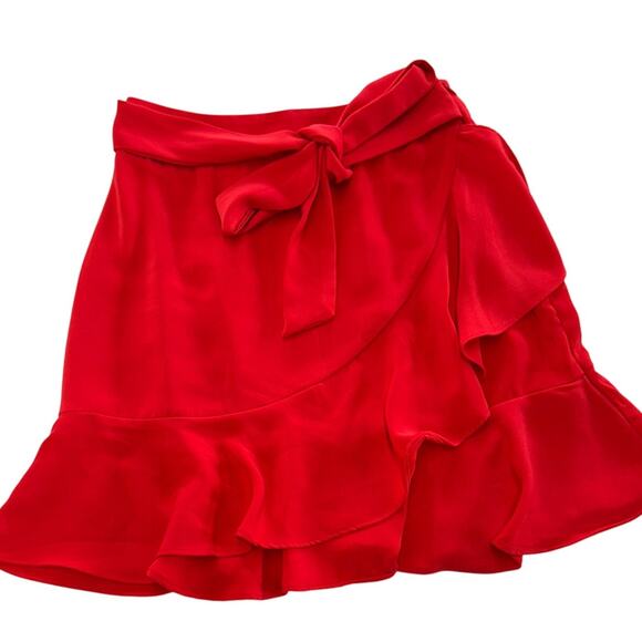 By The Way Skirt Womens X Small Red Ruffle Tie Waist Mini REVOLVE - Picture 1 of 6